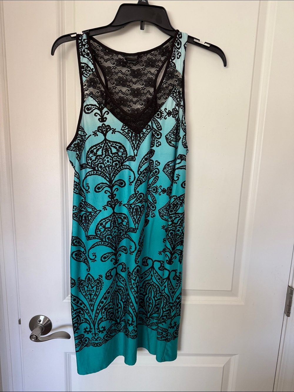 Xhilaration Turquoise & Black Lace-Trim Chemise